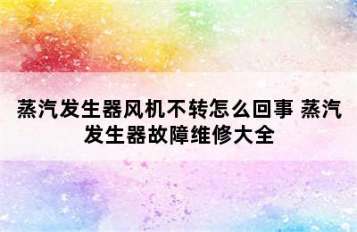 蒸汽发生器风机不转怎么回事 蒸汽发生器故障维修大全